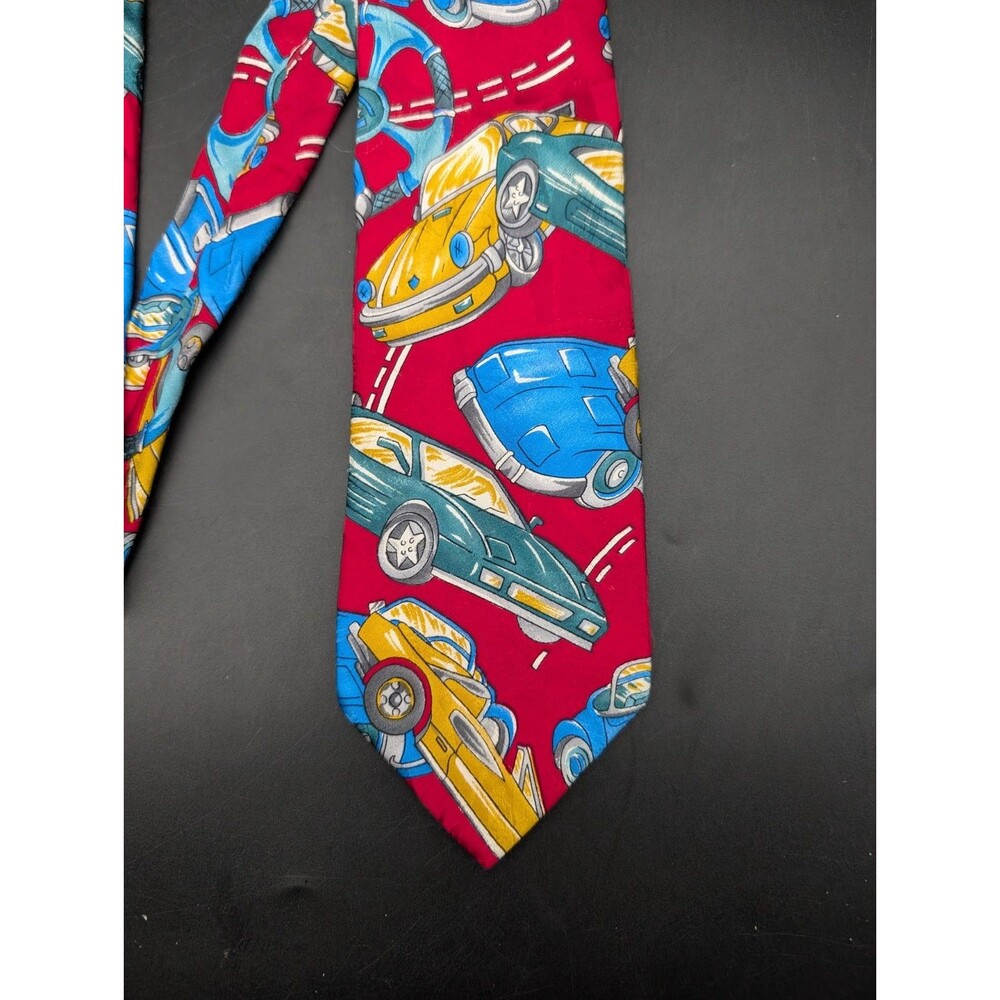 Charleston Tie Rack Classic Cars 100% Silk Mens Novelty Neck Tie Made in Italy
